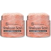 Himalayan Salt Scrub, Face, Foot, and Body Exfoliator with Collagen and Stem Cells Exfoliating Scrub for Toning, Cellulite, and Skin Care by M3 (Pack of 2)