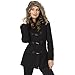 Alpine Swiss Duffy Womens Black Wool Coat Fur Trim Hooded Parka Jacket Large