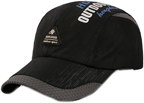 Hibelief Men Baseball Caps Quick Dry Sun Hat Mesh UV Protection Golf Caps (Black#2)