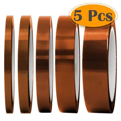 High Temp Tape, Heat Tape YTFGGY 5 Pack Multi –Heat Resistance up to 280℃ (536℉) for Heat Transfer Vinyl,3D Printers High Temperature Tape