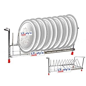 YKM Stainless Steel Lifestyle Modular Kitchens Plate Dish Stand Rack