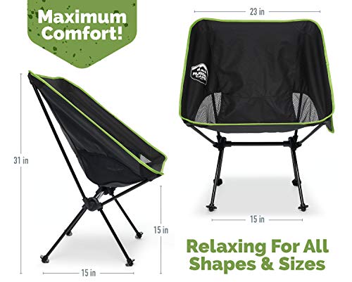 Rugged Camp Portable Folding Chair - Perfect for Camping, Beach, Sporting Events, Festivals - Camping Gear Accessory and Outdoor Folding Chair