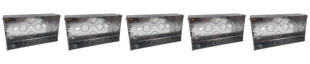 Klite 35mm Double 2 Gang Wall Pattress Metal Back Box Flush Mounted for Electrical Sockets Switches x5