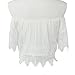 Toraway Blouses, Women Boho Sexy Lace Off Shoulder Crop Shirt Tops (Small) White