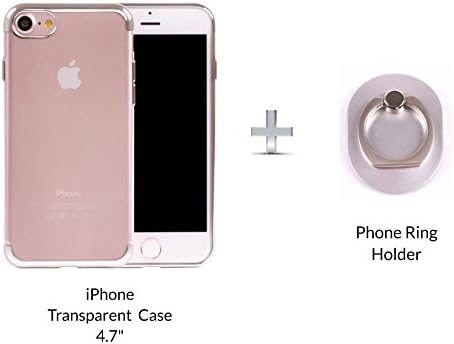 iPhone 7 Transparent Case Silver + Ring Holder, Mertlin iPhone 7 TPU Case and Adjustable Phone Ring Stand, iPhone 7 Transparent Case Ultra Slim, Scratch and Impact Protection, Silver Line, 4.7”