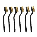 Yaatao 6 Pieces Mini Brass Wire Brush Set for Cleaning Welding Slag and Rust
