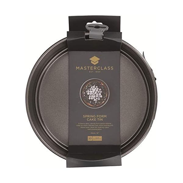 MasterClass 20 cm Springform Cake Tin with Loose Base, Non Stick, Robust 1 mm Carbon Steel, PFOA Free, 8 Inch Round Pan…