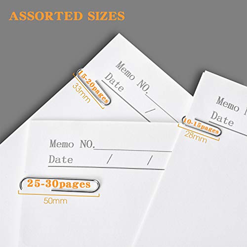 Paper Clips,700 Pcs PaperClips,Small,Medium and Jumbo,Assorted Size Metal Paper Clamps for School Office Clips and Personal Document Organization(28mm,33mm,50mm)(Sliver)