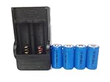 ON THE WAY®4 Pcs 16340 2000mah Li-ion 3.7V Rechargeable Battery with Charger