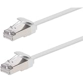 Monoprice Cat6A Ethernet Patch Cable - Slim Flat U/FTP 32AWG Molded Boot 0.5ft White