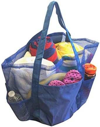 Super Large Family Mesh Beach Tote Bag w/ Waterproof Phone Case (Royal Blue)