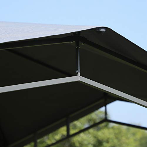 FDInspiration Grey 9.8 x 9.8 FT Steel Outdoor Gazebo Canopy Fabric Soft Top Backyard Awning Tent Patio Gazebo Shelter Sun Shade w/ 8 Ground Stake with Ebook - Thumbnail 3