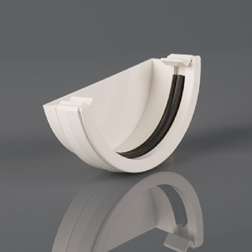 Brett Martin External Stopend for 112mm Roundstyle Half-Round Gutter System White BR047W