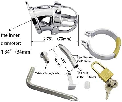 Bondage Masters Chastity Cage with Removable Urethral Tube and Air-Flow Cage, The Fortress, Silver - Image 5