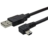 CABLEDECONN 6FT Mini USB B Type 5pin Male Left Angled 90 Degree to USB 2.0 Male Data Car GPS Devices Cable
