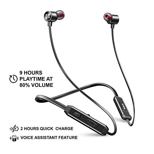 Mulo Wonderloop 500 Wireless Neckband Earphone with Deep Bass Sound, IPX7 and Vibration Alert (Black)