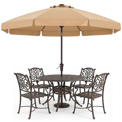 ABCCANOPY 9FT Scalloped Patio Umbrella Table Market Umbrella, Tan