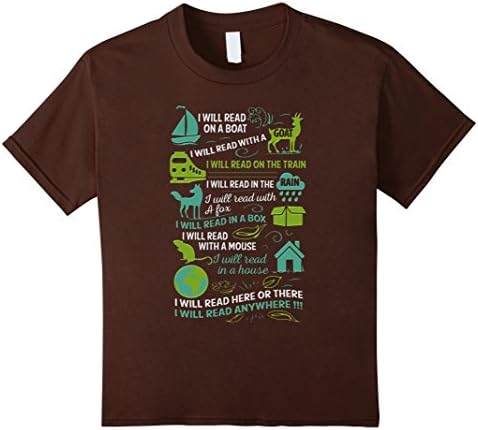 Kids I Will Read On a Boat, Train, Rain, Box, Book Shirt 4 Brown
