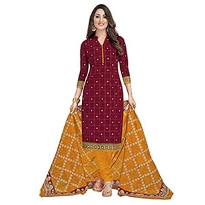 Miraan Women’s Cotton Unstitched Dress Material (SGPRI1804, Brown, Free Size)