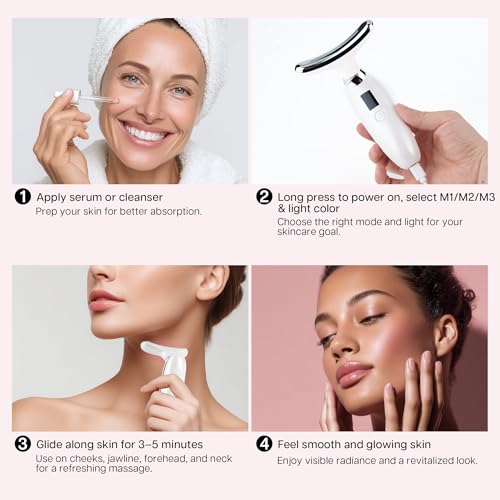 VRAIKO Lilac 7-in-1 Beauty Massager for Face and Neck - Jawline Lifting & Firming - Face Lymphatic Drainage Massager for Anti Aging Wrinkle, Forehead Lines, and Dark Circles