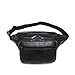 Genuine Leather Large 7 Pocket Waist Pack with Organizer, Card Slots (Black)
