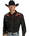 Ely Cattleman Men's Long Sleeve Western Shirt with Rose Embroidery, Black, L