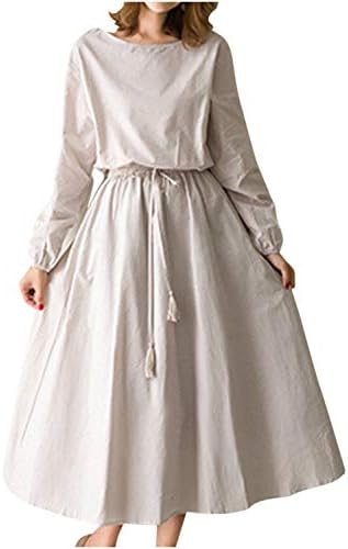 [ネコート] ロング ワンピース 長袖 ノースリーブ 2パターン タッセルリボン かわいい きれいめ ゆったり 春 レディース