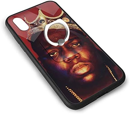 The Notorious B.I.G. iPhone X Case iPhone Xs Case,Tempered Glass Case with Soft Silicone TPU Frame,360¡ã Adjustable Square Holder for, iPhone X/xs 5.8 Inches