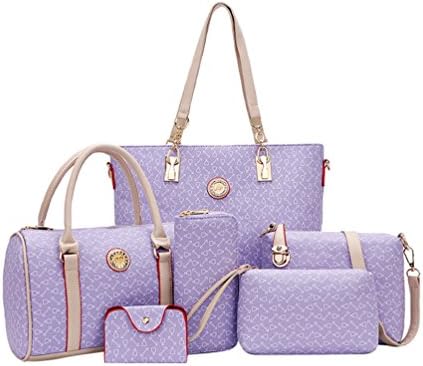 Kairuun Women 6 Set Large Capacity Handbag Shoulder Bags Tote Bag Arrow Pattern Crossbody Wallet