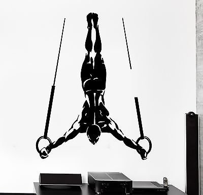 Wall Sticker Sport Muscle Man Gymnastic Rings Vinyl Decal z3073