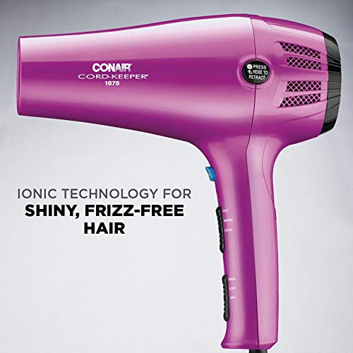 Conair Hair Dryer with Retractable Cord, 1875W CordKeeper Blow Dryer