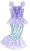 HenzWorld Princess Costume Mermaid Dress Up Role Pretend Cosplay Birthday Party Patchwork Ruffle Fish Scale Christmas Outfit Jewelry Accessories Gloves Little Girls 4-5 Years