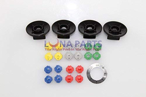 (KaleidoScope) Universal Electric Stove Oven Range 4 Knob Kit RK100 With Labels