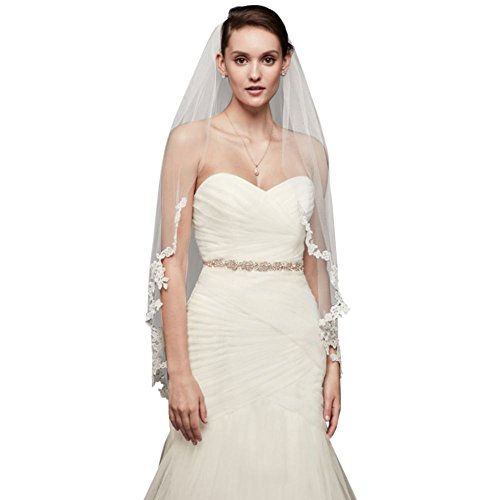 Corded Lace Edge Fingertip Veil Style V402, Ivory