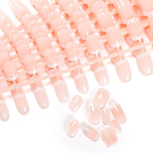 240 Pcs 12 Different Size Natural French Short False Nails Acrylic Full Cover Nails