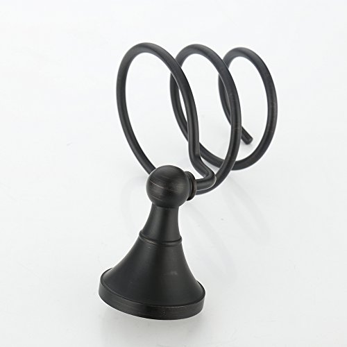 Leyden TM Horn Collection Solid Brass Hair Dryer Holder,Oil Rubbed Bronze, Matte Black - Thumbnail 5