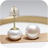 AAA+ Quality Handpicked Freshwater Cultured Pearl Earring ，Sterling Silver Stud,14K Gold Plated