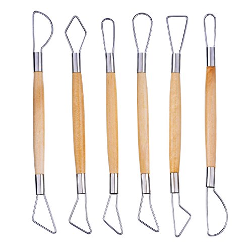 6 Peices Double-ended Clay Sculpting Tools eBoot Ceramic Pottery Ribbon Sculpting Tool Set