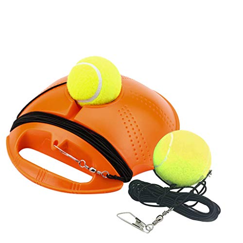 Efaster Tennis Trainer Rebounder Ball, Trainer Cemented Baseboard with Rope, Perfect Solo Tennis Trainer, Self-Study Tennis Rebound Player Training Aids Practice for Beginners & Intermediate (Orange)