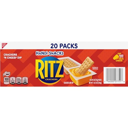 HANDI-SNACKS RITZ CRACKERS ‘N CHEESY DIP SNACK PACKS, 20 SNACK PACKS
