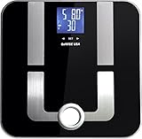 GoWISE USA Digital Body Fat Scale - FDA Approved - Measures Weight, Body Fat, Water & Bone Mass, 400 lbs Capacity, Tempered Glass (Black)