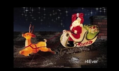 Huge Blow Mold 6 Foot Santa With Sleigh Christmas Decoration By