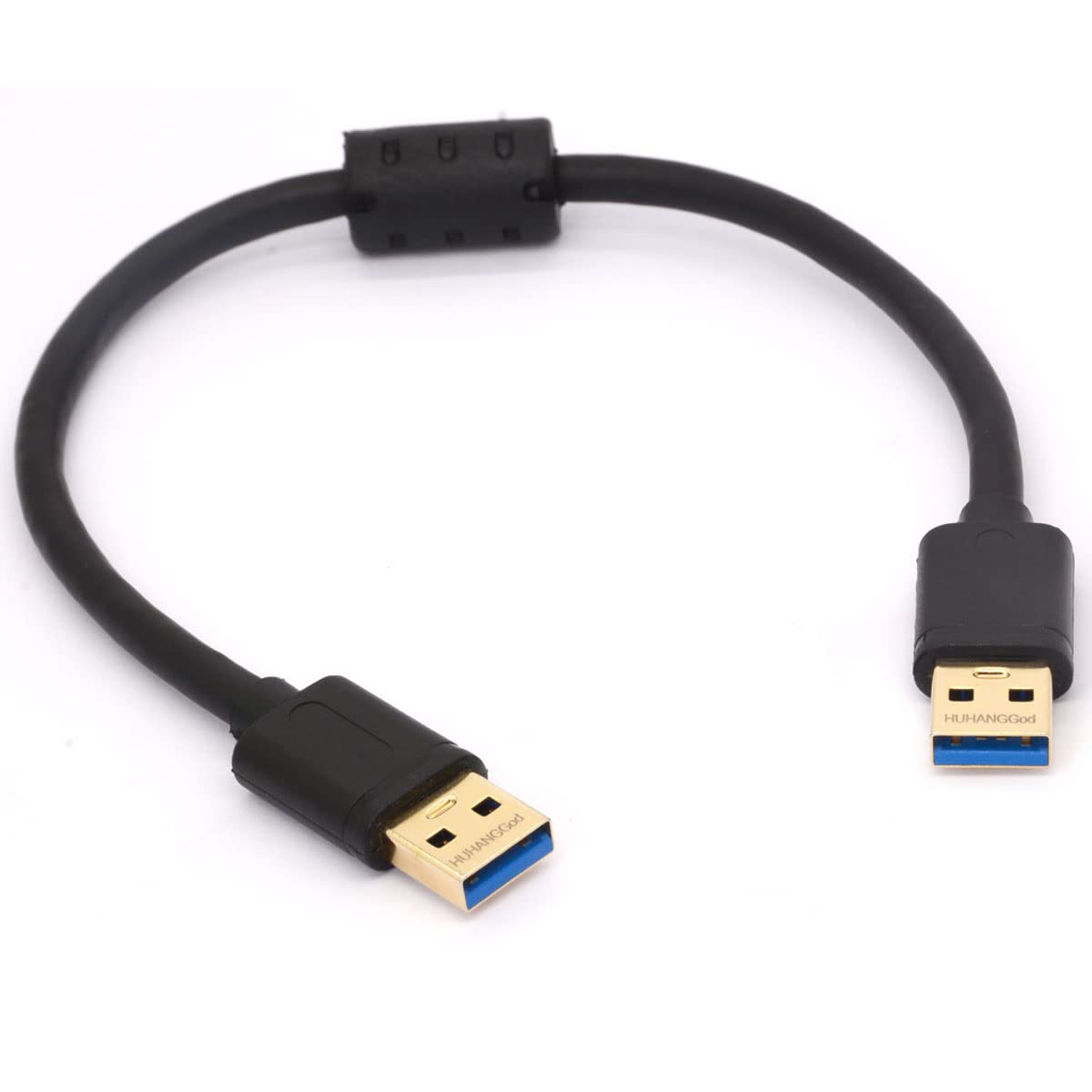 HUHANGGod Short USB 3.0 Male to Male Cable with EMI Ferrite Core Hard Drive Enclosures, Modems, Cameras and other USB Devices (Male To Male)