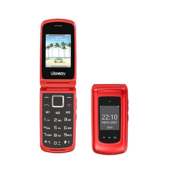 Uleway-Big-Button-Mobile-Phone-for-Elderly-Unlocked-Senior-Mobile-Phone-Easy-to-Use-Pay-as-You-Go-Flip-Phone-with-SOS-Emergency-Button-Loud-Speaker-24-177-Dual-Screen Uleway Unlocked Flip Phone Sim Free, Big Button Mobile Phone for Elderly Easy to Use Pay as You Go Basic Mobile Phone…