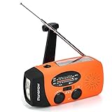 iRonsnow Upgraded Version IS-088U+ Dynamo Solar Hand Crank Self Powered AM/FM/NOAA Weather Radio with LED Flashlight and 1000mAh Emergency Power Bank (Orange)