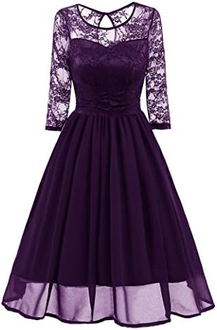 Women's Vintage Lace dress,Toponly Autumn Spring Womens Three Quarter Sleeve Vintage Lace Evening Party Wedding Work Casual Dress (fashion Purple, XL)