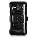 Tempered Glass+2Layer Rugged Case Cover w/Holster Belt Clip for Coolpad Catalyst 3622a Phone (Black on Black)
