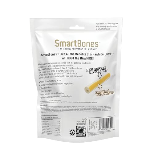 SMARTBONES SKIN AND COAT CARE STICKS 16 COUNT, RAWHIDE-FREE CHEWS FOR DOGS, WITH OMEGA FATTY ACIDS