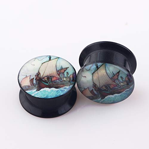 TIANCI FBYJS 5 Pairs Ear Gauge Plugs Black Acrylic Screw Fit Ear Plug Flesh Tunnel Body Piercing Jewelry (8mm=0g)