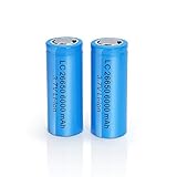 3.7V 26650 6000 mAh Battery Lithium Rechargeable Battery for Rechargeable Applicable for LED Headlights Flashlight Torches Electric Tools Household Electric (2 Pack 26650)